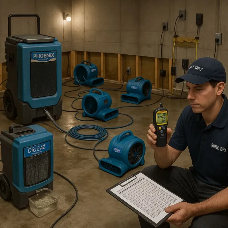 Structural Drying and Dehumidification process in Canyon Lake, TX
